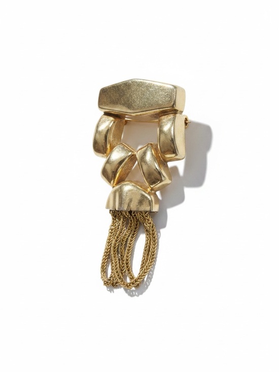 Jewelry - Vintage Karu Fifth Avenue Gold Tone Modernist Geometric Tassel Brooch